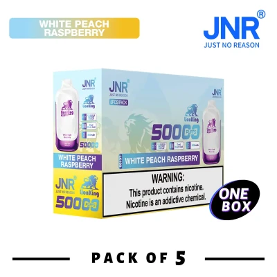 1 Box (5 pcs) White Peach Raspberry | JNR Lion King 50K Puffs Disposable Vape